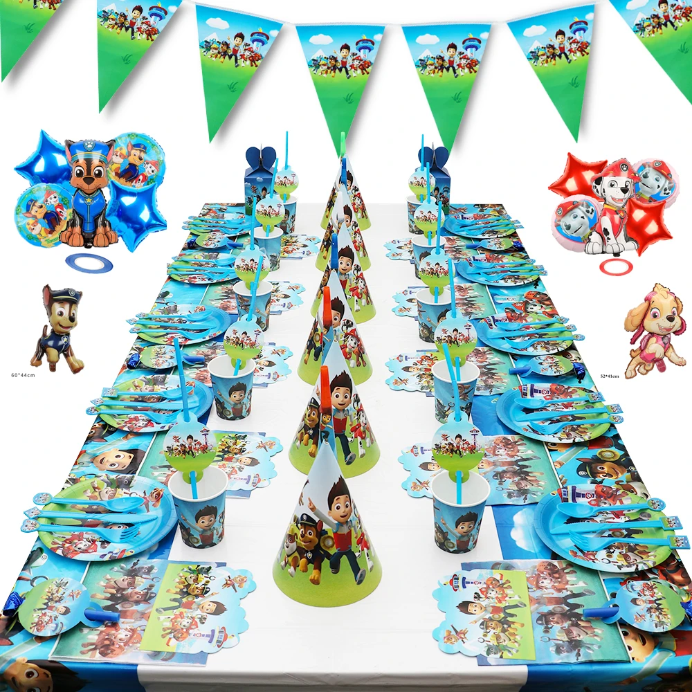 PAW Patrol Birthday Decoration Balloon Bag Disposable Tableware Set Dog Chase Marshall Skye For Boy Kids Birthday Party Supplies