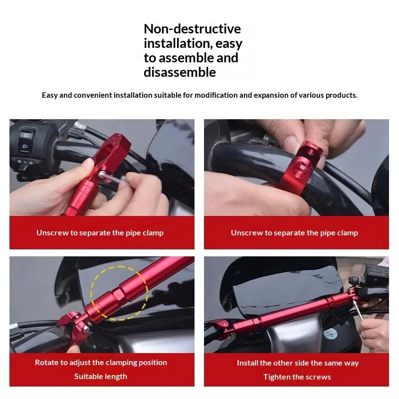Motorcycle Thick Balance Bar Universal 22 Mm Aluminum Crossbar Strengthen Handlebar Extended Moto Handle Grip Reinforce Lever