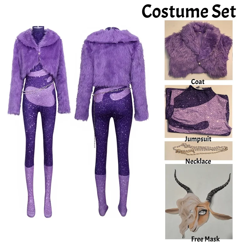 Gazelle Costume Anime Cosplay Singer Gazelle Fleece Coat Jumpsuit Adults Womens Jacket Halloween Outfits - view 6