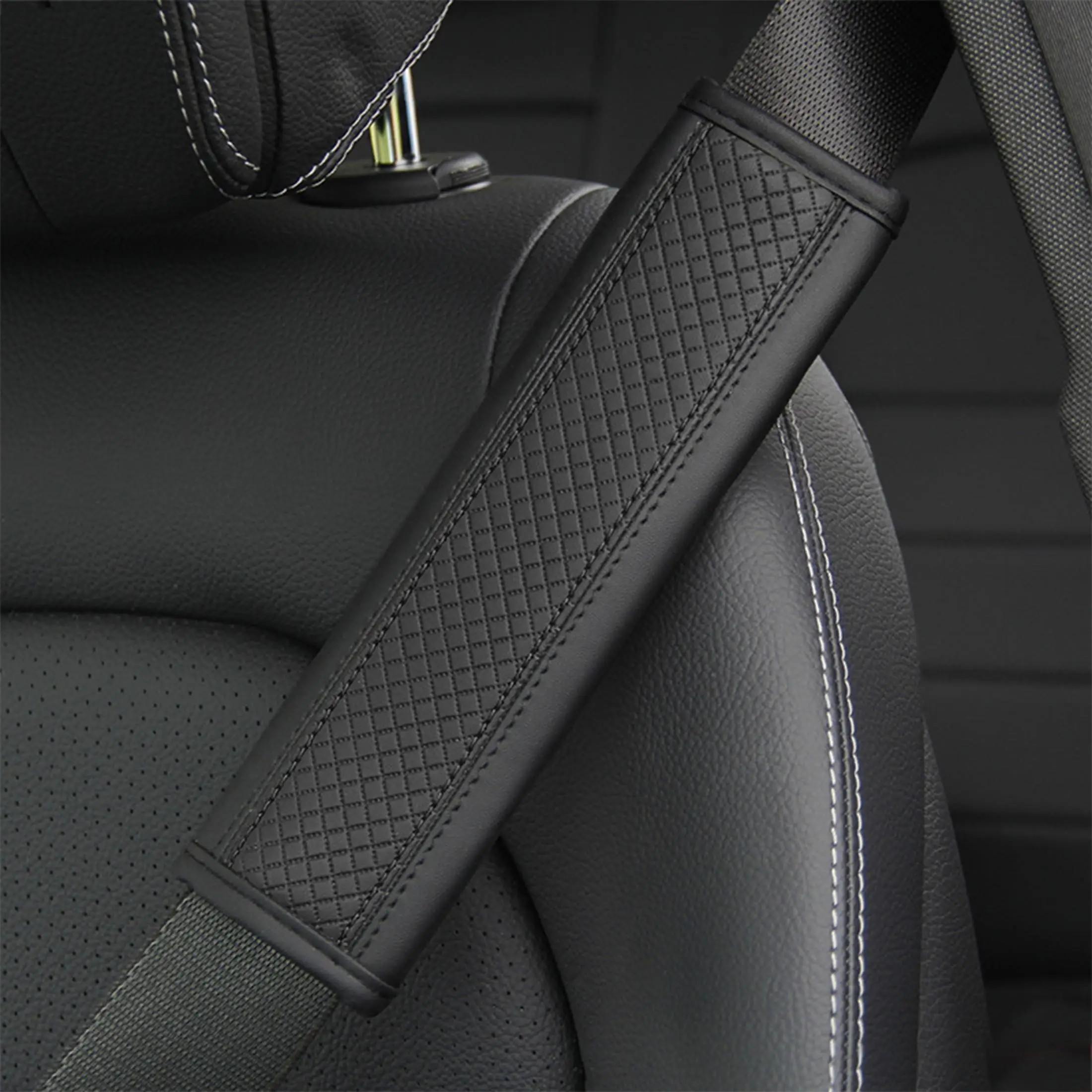 1 PC Car Interior Safety Belt Shoulder Guard Leather Wear-resistant All Season Universal