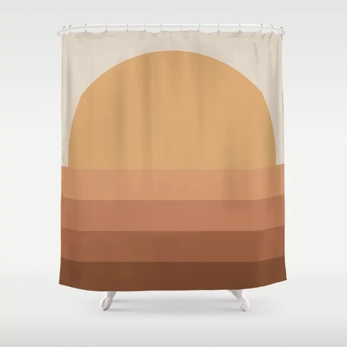 Minimalism Retro Sunrise Sunset Pattern Shower Curtain Home Decoration Creative Personality Shower Curtain with Hook