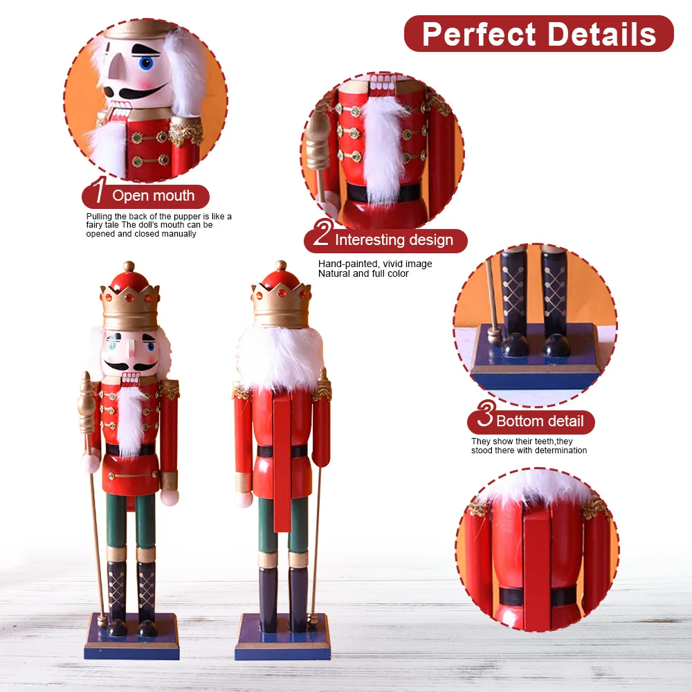 Cascanueces de Navidad de 50CM, adorno de Cascanueces de madera, figura de soldado rey, muñeca artesanal, juguete para regalo, decoración de escritorio para el hogar y la Oficina