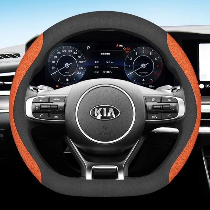 9Colors Leather Car Steering Wheel Cover for Kia Ceed Sportage Picanto Cerato Seltos Soul Rio 3 4 5  Non-slip Auto Accessories