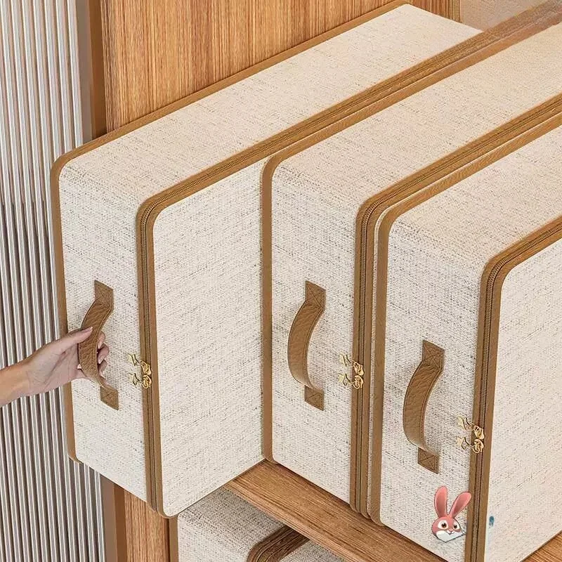 Four-Piece Set Storage Box Dustproof Breathable Cotton Quilt Storage Bag Season Change Clothing Bedding Storage Solution