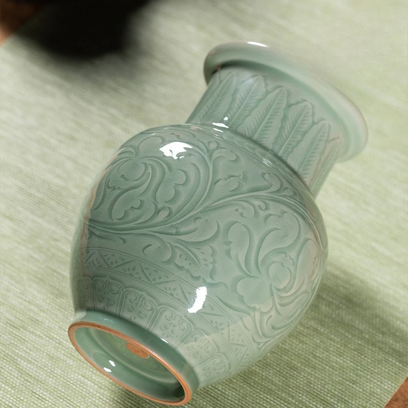 Vase handgefertigte High-End-Porzellanverzierung, Keramikblumenarrangement Vase im chinesischen Stil, große Wohnzimmer-Porzellanvase