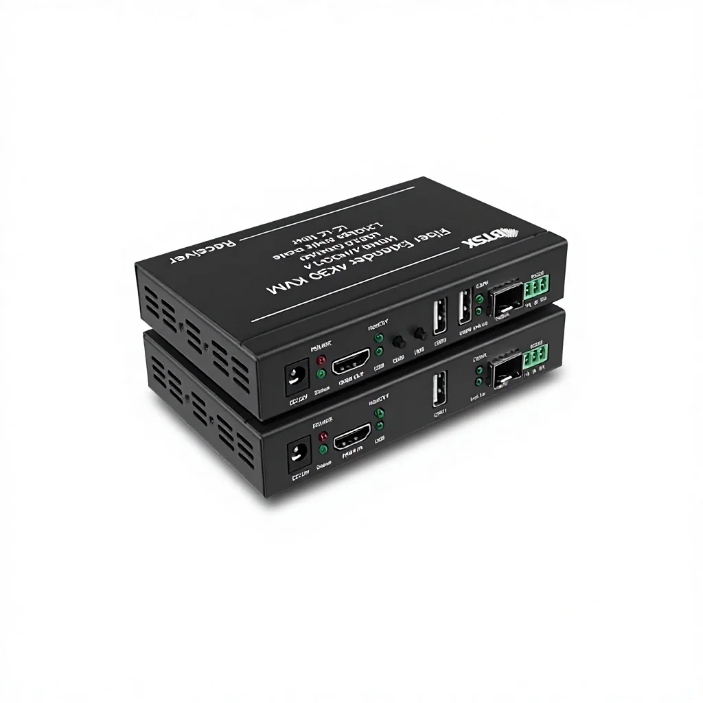Bitvisus Zero-Latency 4K KVM Fiber Extender IP 30KM Single-Mode Fiber Transmission for Input/Output USB Keyboard Mouse Support