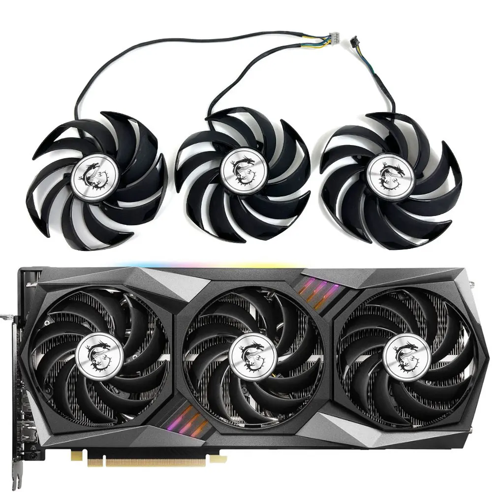 PLD09210B12HH 90MM 4PIN GPU FAN，For MSI RTX 3060、3060TI、3070、3070TI、3080、3080TI、3090 Gaming X Trio Graphics card cooling fan