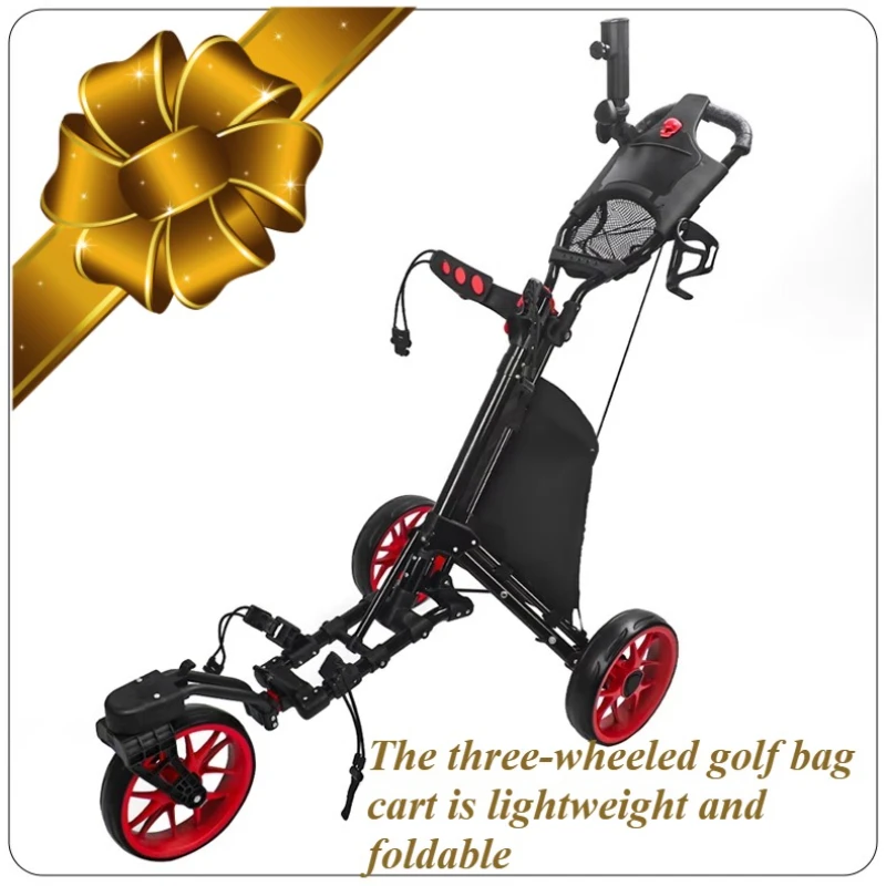 Golf bag trolley Universal wheel small  hand cart Course game  Folding