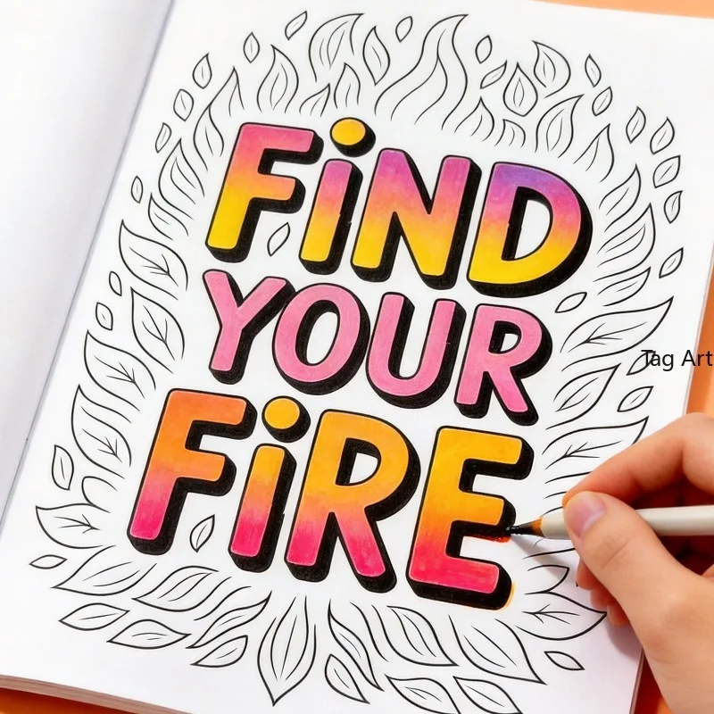 A Growth Inspirational Slogan Meditation Coloring Copy Album, Positive Energy Short Sentence Line Coloring Book, 28 Pages