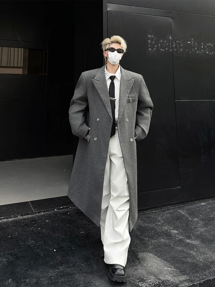 

Зимнее длинное шерстяное пальто Klosterman для мужчин, корейский стиль, ветровка в британском стиле, модный брендовый шерстяной пиджак с воротником, верхняя одежда