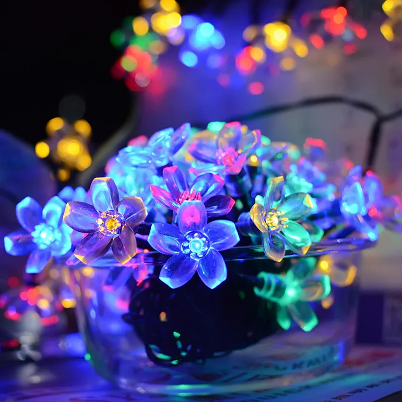 Trendy Garden Decor Solar String Fairy Lights 20/30/50 Led Peach Flower String Lamp