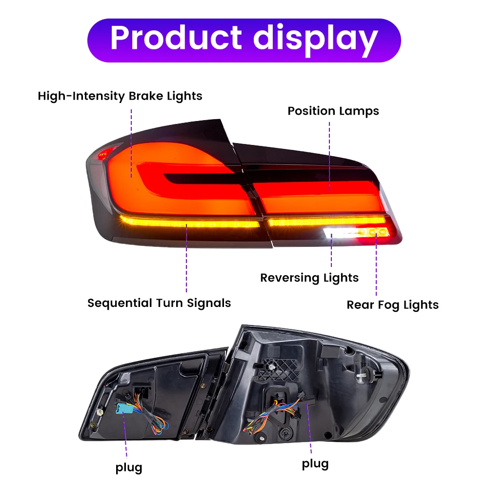 

2PCs LED Tail Lights For BMW 5 Series F10 F18 2011-2017 DRL Fog Reverse Brake Signal Plug And Play Car Rear Tail Light Assembly