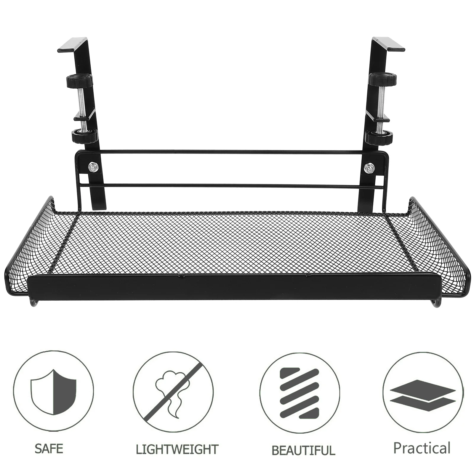 

Under Desk Storage Basket Adjustable Wire Mesh Organizer Office File Holder Document Organizer Clamp on Desk Storage Rack