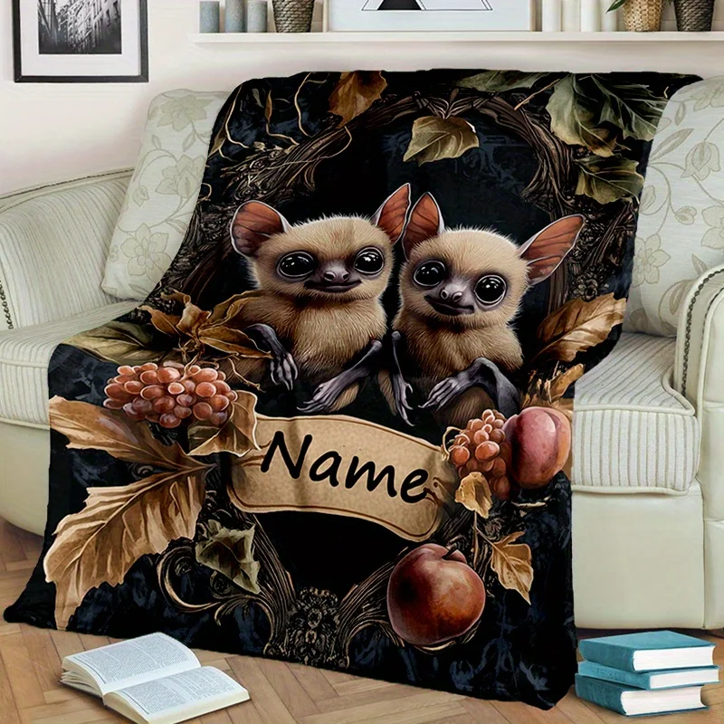 اسم مخصص بطانية صوف الحيوان، مناسبة للأريكة والسرير وأعياد الميلاد والأطفال والأصدقاء والهدايا