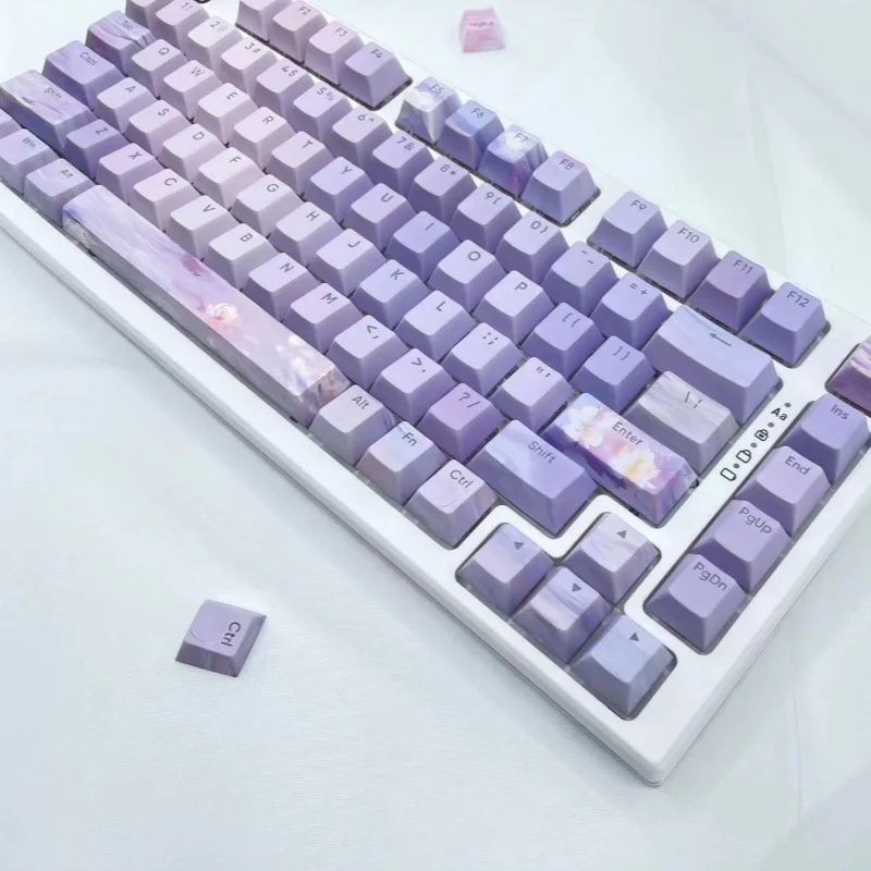 2024 New Monet Water Lilies Theme Keycaps 108/130 Cherry Profile Pbt Thermal Sublimation Mechanical Keyboard Game Anime Keycaps