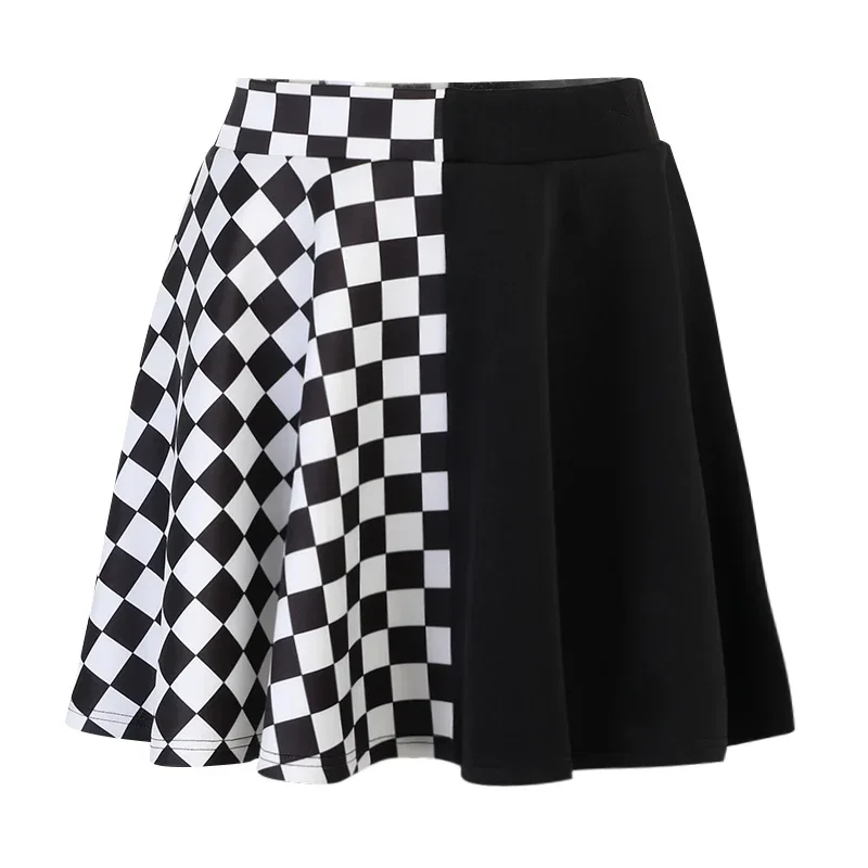 Goth Plaid Sexy Mini Skirt Women Patchwork Harajuku Fashion Pleated Skirt Punk Aesthetic Summer High Waist Skirt 2021