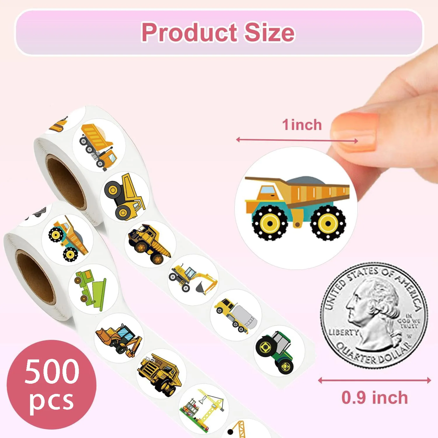 100-500pcs 1 inch Cars Reward Stickers for Kids Construction Sticker Cute Stationery Stickers Gift Packaging Decorations