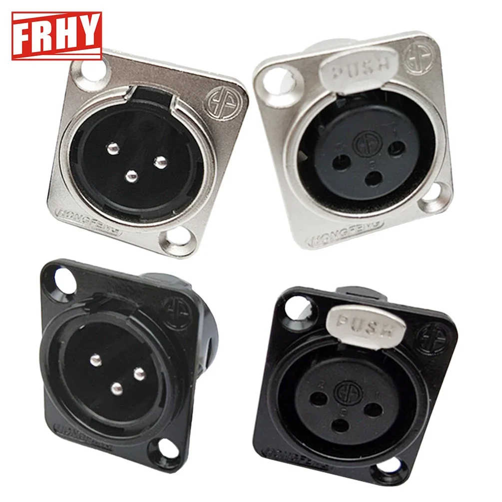 4PCS XLR 3Pin Panel Mount Connectors Male/Female Durable Metal Housing Silver Jack for Pro Audio Mic Speaker