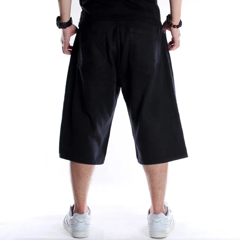 Summer new plus size casual hip hop denim shorts 46 44 42 40 fashion men's trend loose cropped pants plus size solid color pants