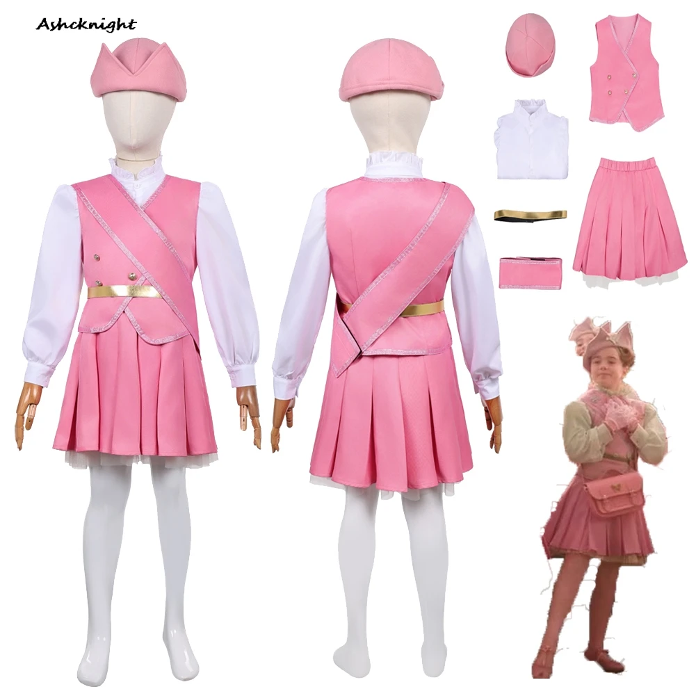 

Платье для косплея Wicked Movie 2025, детская розовая рубашка, юбка, одежда, вечерние маскировочный костюм на Хэллоуин, карнавальный костюм для ролевых игр, костюм