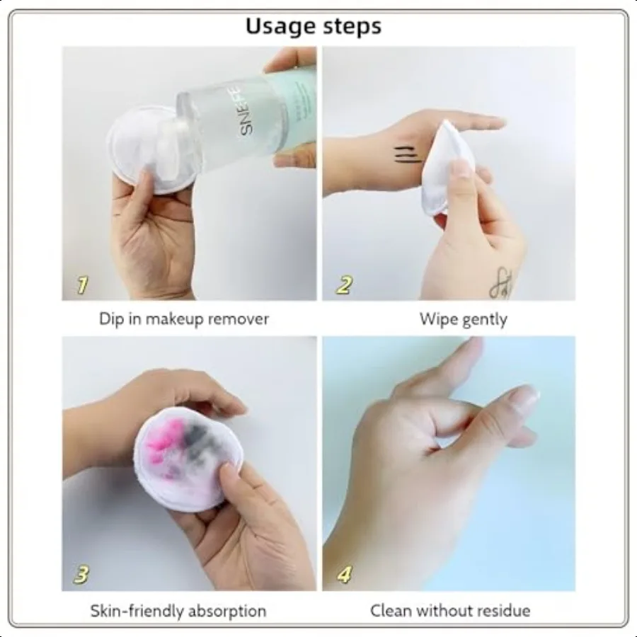 Reusable Makeup Remover Pads 7 Pcs Soft Cotton Rounds for Face with Friendly Bamboo Fiber Washable Makeup Remover Cloth for All