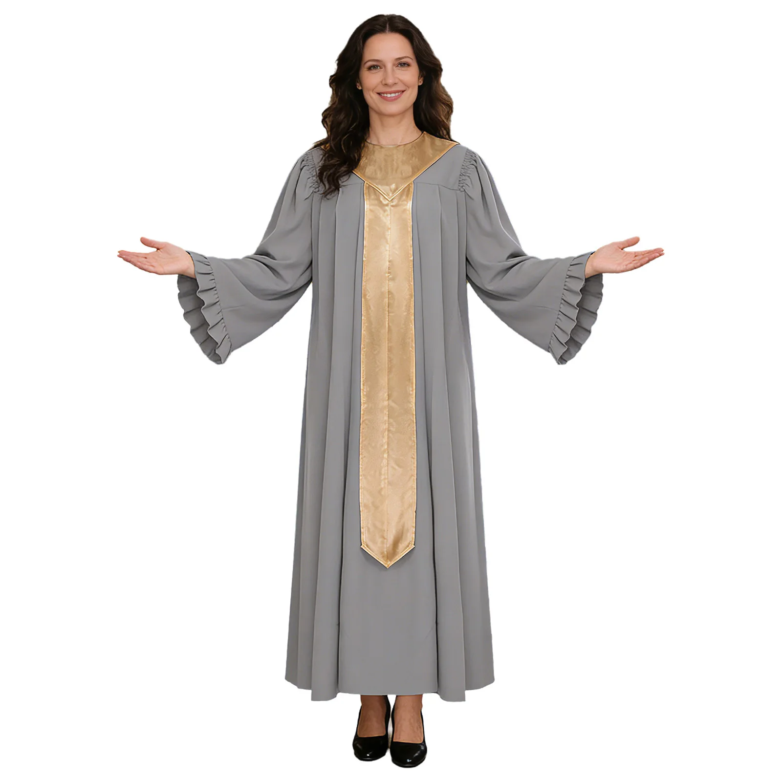 

Women Church Choir Liturgical Praise Dance Dress Worship Robe Christian Pastor Priest Cosplay Costume for Halloween Carnival