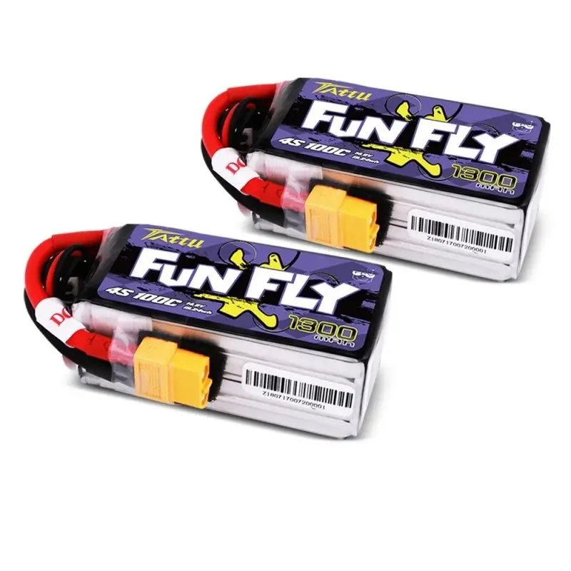 TATTU FUNFLY 1300mAh 1550mAh 1800mAh 3S 4S 11.1V 14.8V 100C Lipo Battery XT60 Plug for FPV 250 230 210 180 Size