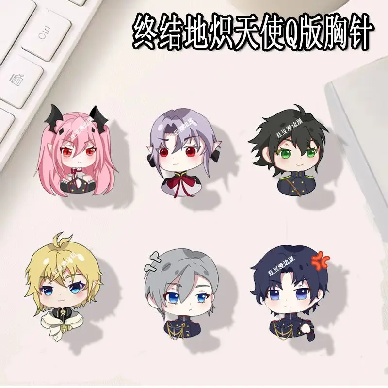 6PCS Anime Seraph Of The End Badge Brooch Pin Krul Tepes Clothes Backpack Decoration Lapel Personalized Chest Tag