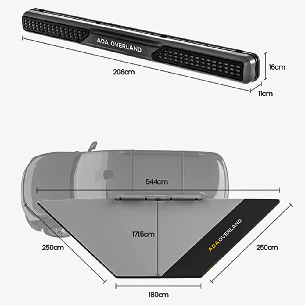 

180 Degree Freestanding Roof Mount Car Side Awning Aluminum Universal Fitment Easy Installation Outdoor Camping