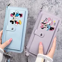 Minnie Mickey Mouse Wallet Women Fashion Purses Anime Movie Character Pattern Print Wallets Large Capacity Portable Holiday Gift
