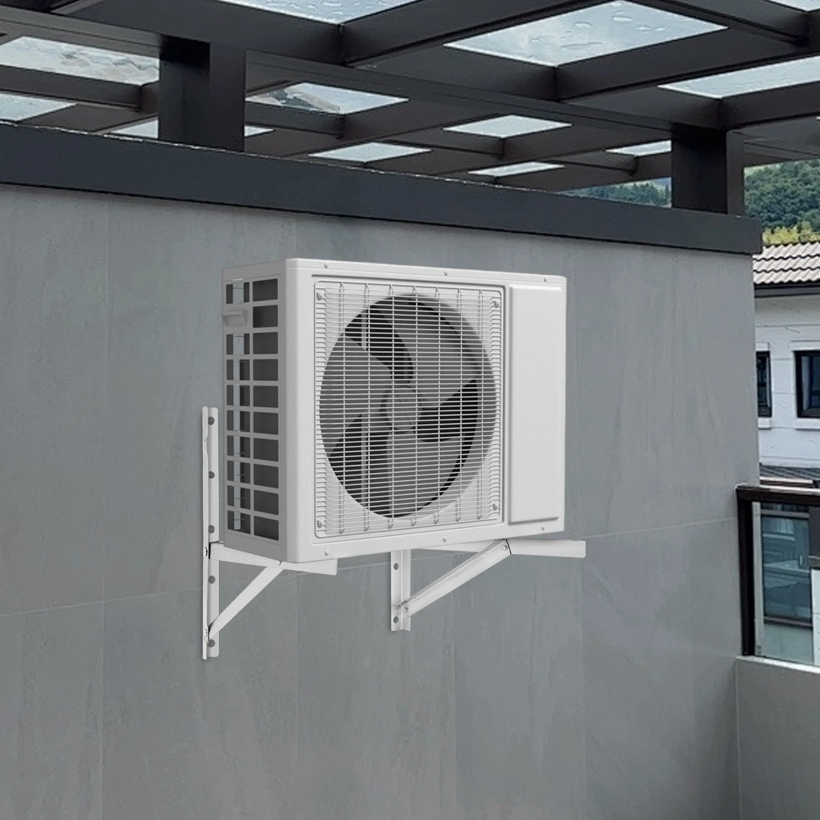 1 Paar Klimaanlagen-Montagehalterung, 200 kg Tragkraft, Edelstahl-Wandhalterung für Klimaanlagen-Außengeräte – Detail 8