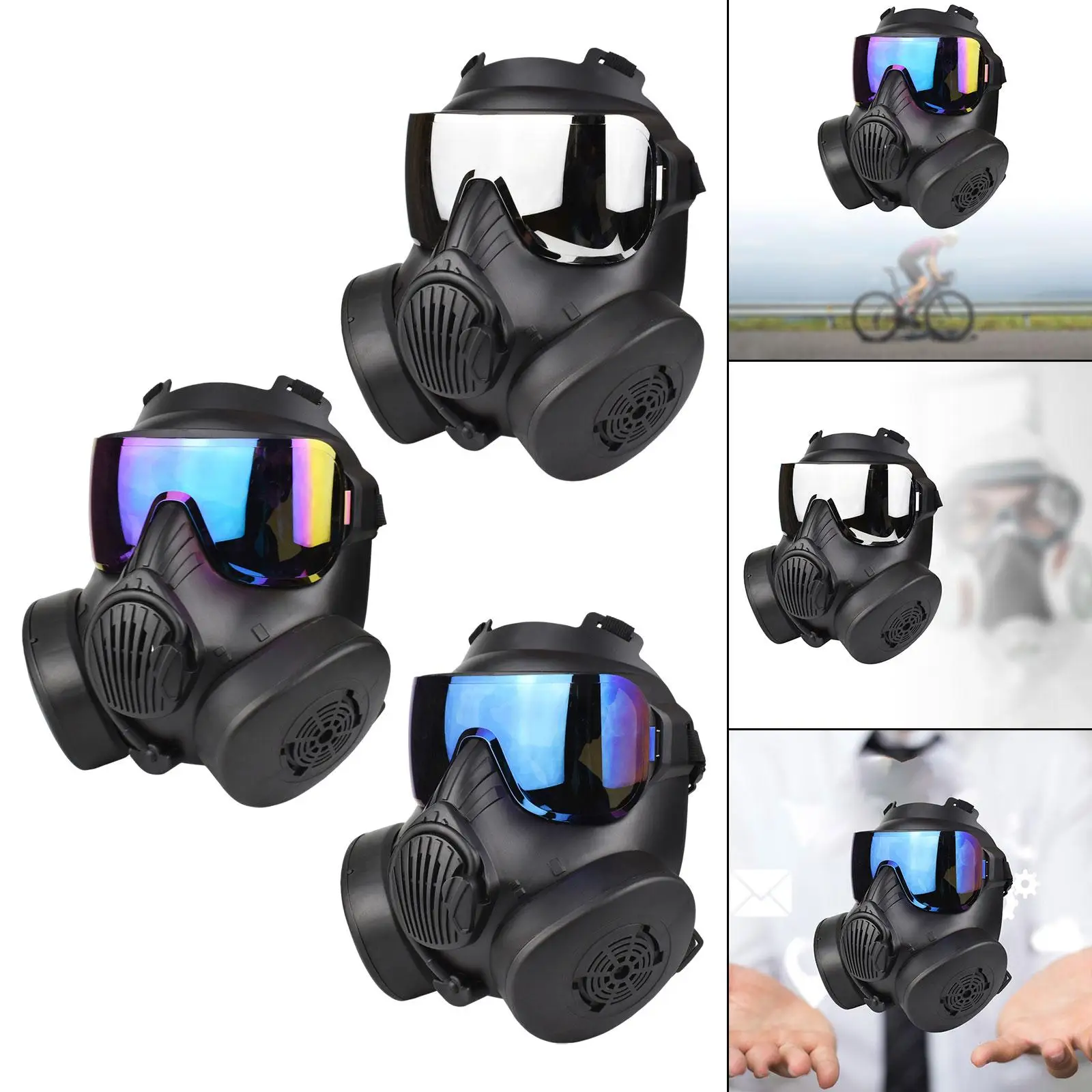 Protective Mask for Whole Mask with Fan Adjustable Strap CS Mask for Cosplay