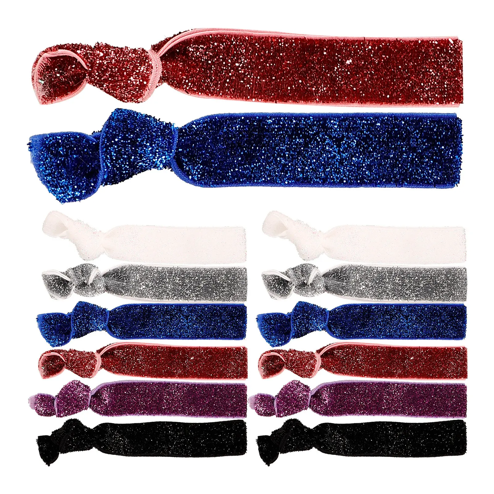 

18Pcs Sparkly Stretchy Hair Ties No Damage Elastic Ribbon Hair Bands for Women Teens Glitter Ponytail Holders Sports Dance