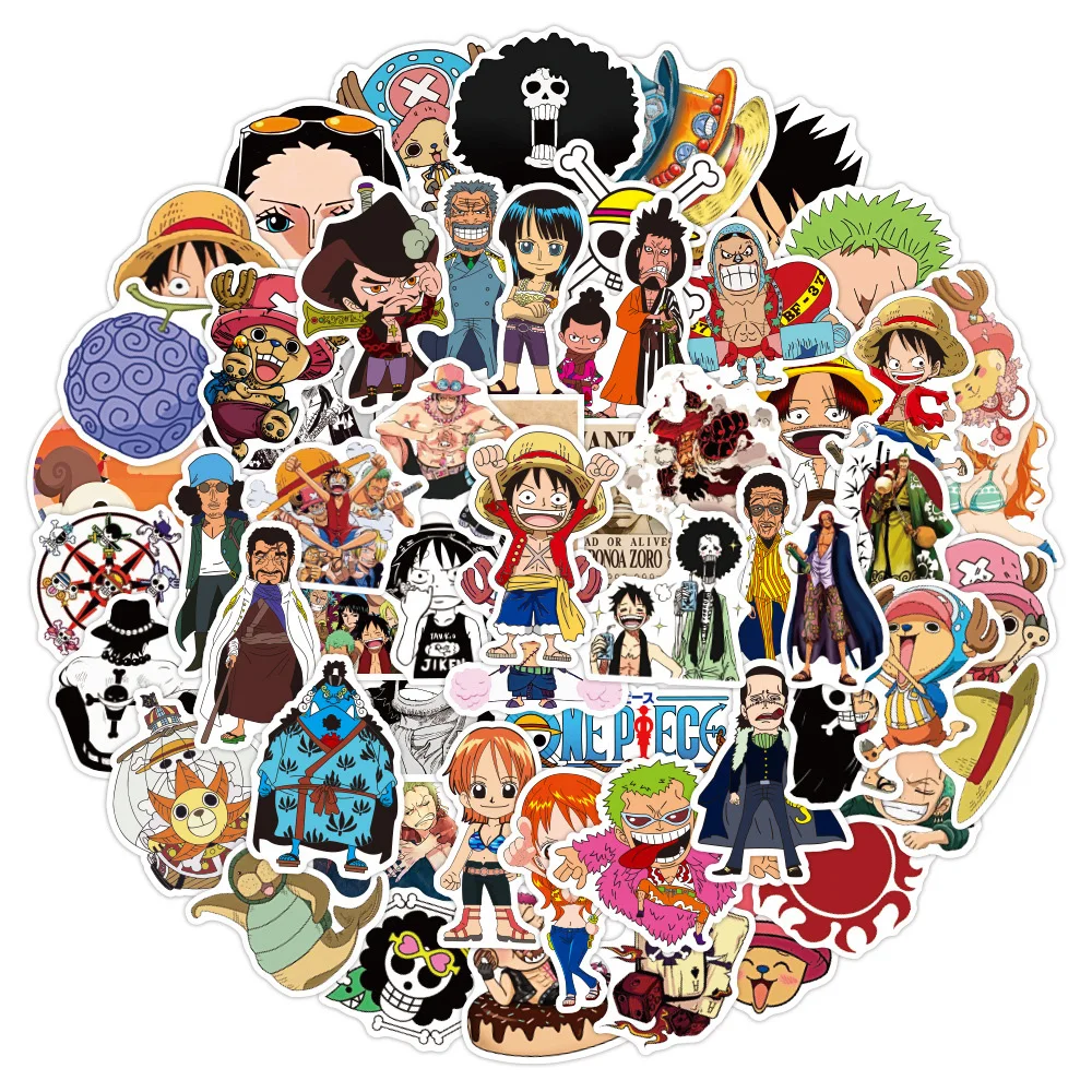 10/30/50/100pcs Vintage ONE PIECE Stickers Anime for Kids Toy DIY Motorcycle Helmet Phone Skateboard Cartoon Decal Sticker Packs