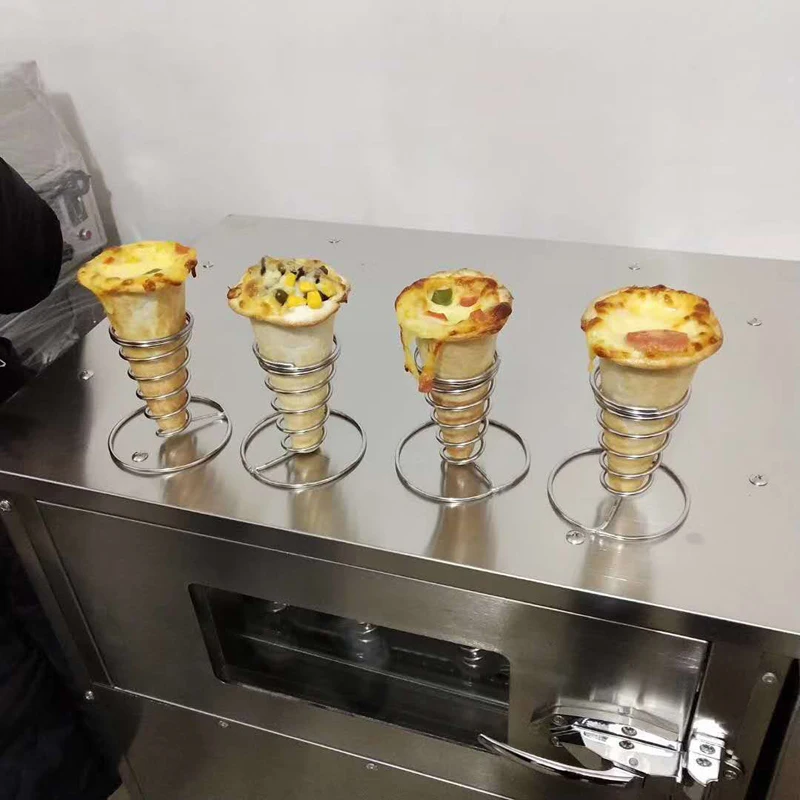 Macchina per la produzione di coni per pizza a forma di conchiglia a 4 coni con vetrina per forno opzionale
