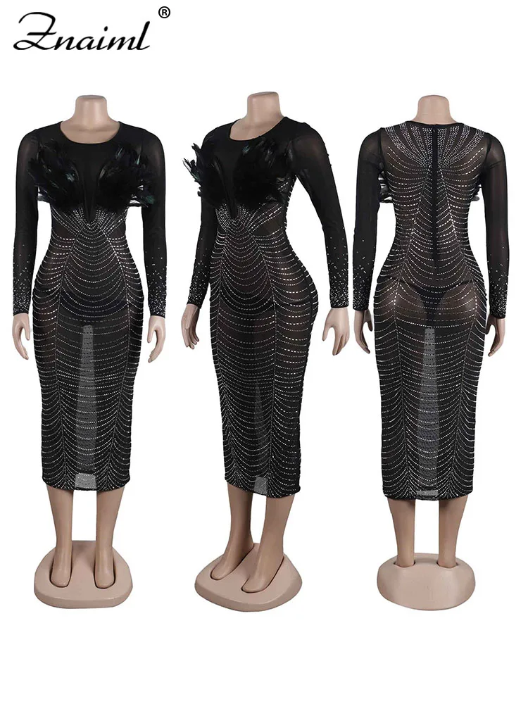 mesh patchwork feather design dress Wholesale Women Ruffle Fringe Dress Patchwork Mesh Sheer sleeve Layered  Party Dresses ADR060165