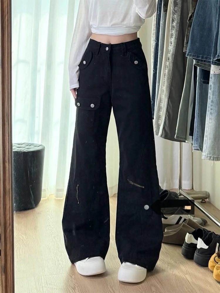 

Модные широкие джинсы High Street, женские осенне-зимние новые брюки-колокольчики, персонализированные пригородные джинсовые брюки