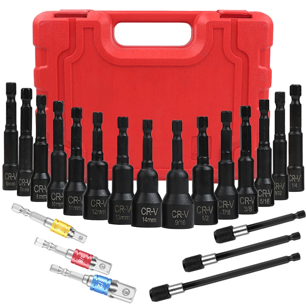 

Набор магнитных втулок, 21 шт., отвертка гаек, универсальный шестигранный хвостовик 1/4 дюйма, материал CR-V, метрический+имперский (SAE)