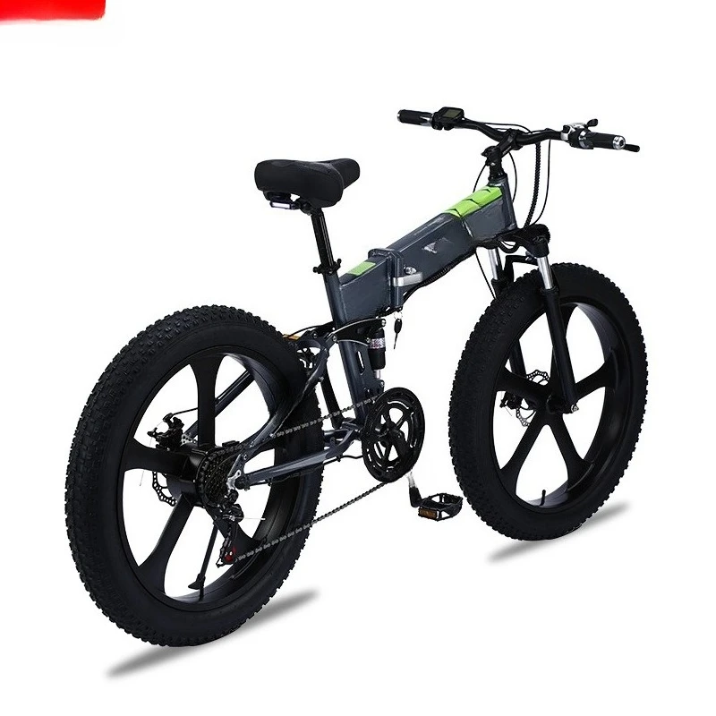 26 inch adult mountain assist folding bicycle 1000w rough wheel snow tire