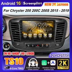 Android 14 For Chrysler 200 200C 200S 2015 - 2019 Auto Radio Multimedia Player Stereo Head Unit GPS Navigation 2K DVD HDR