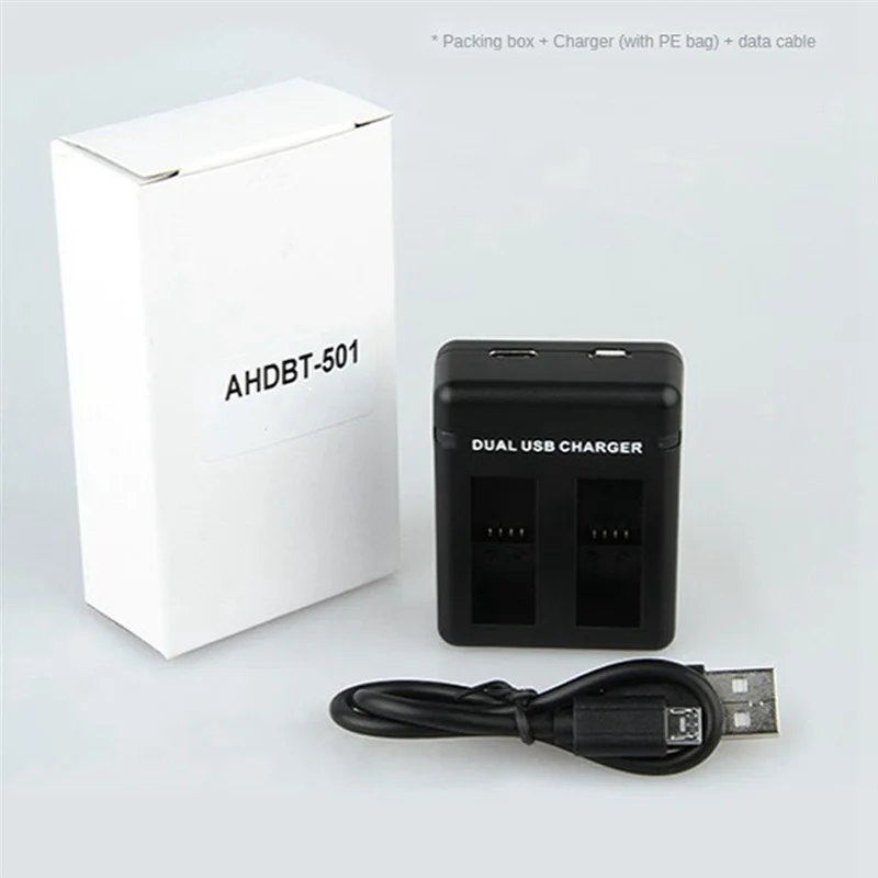 듀얼 포트 슬롯 AHDBT-501 배터리 충전기, 고프로 히어로 5 6 7 8 HERO5 블랙 캠