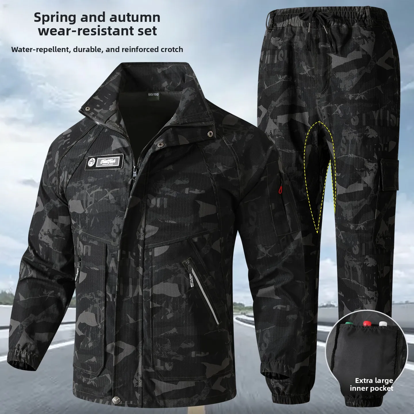 

Waterproof Camouflage Work Uniform Set Spring Autumn Unisex Outdoor Automotive Repair Protective Clothing Long Sleeve Zipper