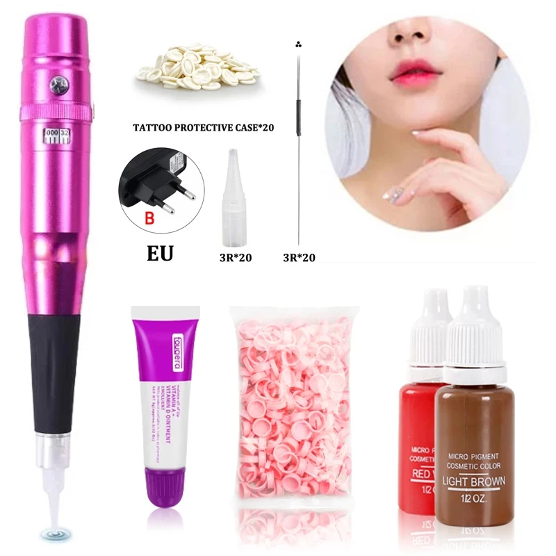 

Wireless PMU Machine Permanent Makeup for Eyebrows Miroblading Eyeliner Lip Microshading Professional Rotary Tattoo Pen Gun Kit