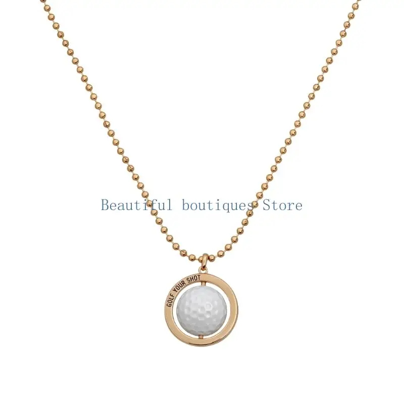 U4LF Ball Rotating Pendant Necklace 360 Degree Spin Lightweight 12g Copper Construction Adjustable Length 45-50Cm For Sports
