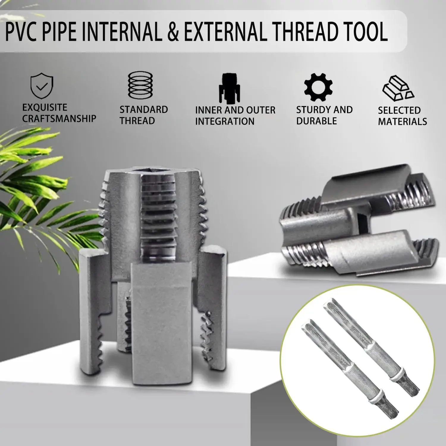 1 Stück Integriertes Internes und Externes Rohrgewindewerkzeug, Elektrobohrer-Kompatibles PVC-Rohrgewindeschneidset, Rohrgewindeschneidwerkzeug