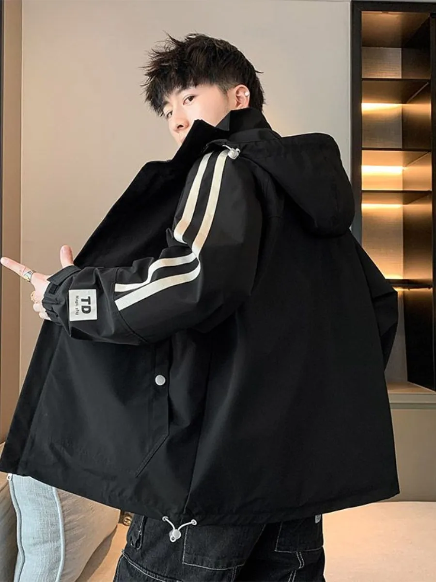 

Outdoor Casual Jaet Large Size Detachable Cap Thin Model Spring Autumn New Sle Men's Faion Windbreaker Coat