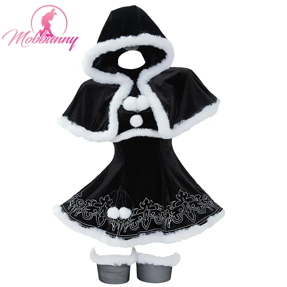 

MOBBUNNY 2B Cosplay Costume Women Lingerie Christmas Costume Furry Dress with Cape and Gloves