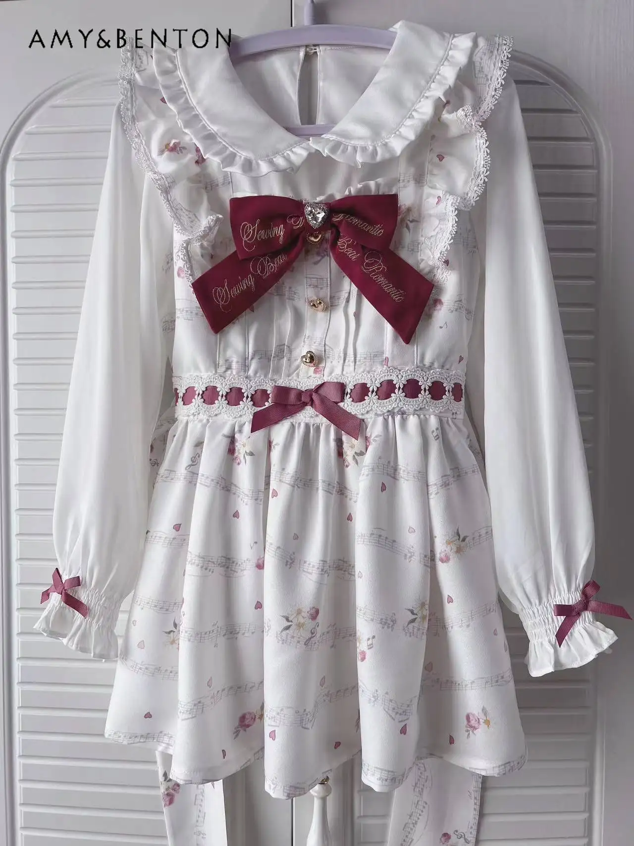 Imagem -05 - Camisa de Manga Comprida e Mini Saia com Estampa Floral Doce para Mulheres Camisa Kawaii Roupas Japonesas Novo Primavera Mina Liz Lolita Peças