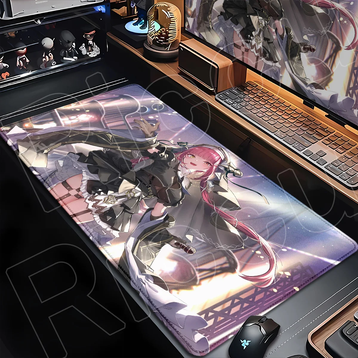 Laptop-Büro-Schreibtischunterlage Kawaii Mädchen Rutschfeste Mausmatte Gaming-Tastaturteppich Hololive Houshou Marine Anime Mauspads 900x400mm – Detail 13