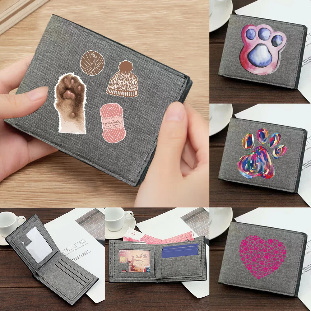 

Short Pocketbook Simple and Durable Coin Pouch Multi-Function Id Card Holder Footprints Series Pocketbook Credit Case Bag